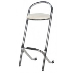 Tabouret chromé assise blanche