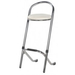 Tabouret chromé assise blanche